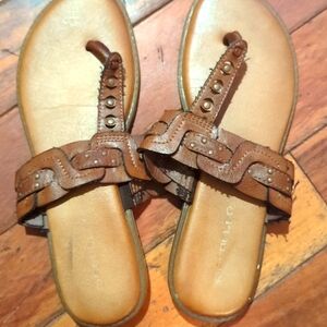 Marbella brown leather thong. Size 8w
